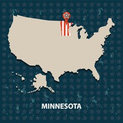 Wall Mural - minnesota state on the map of usa