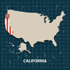 Canvas Print - california state on the map of usa