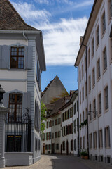 Poster - view of the historic old city center in downtown Basel