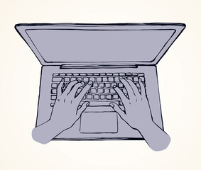 Poster - Laptop. View from above. Vector drawing