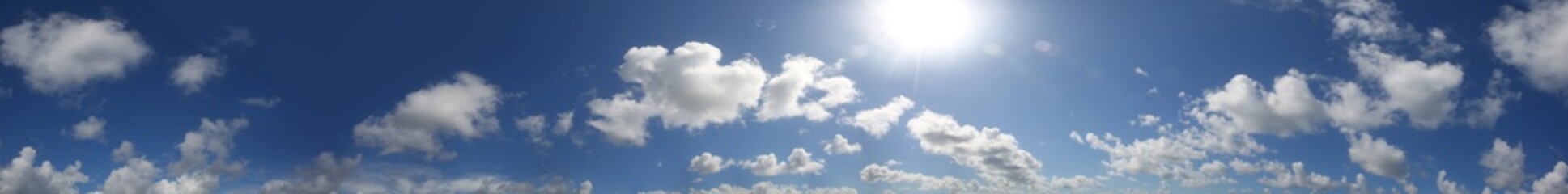 panorama of a blue sky with white clouds as a backround.