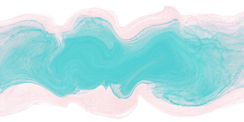 Abstract watercolor paint by mint and pink pastel color with brush stroke liquid fluid texture for background, banner.