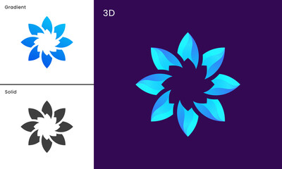 Wall Mural - Abstract flowers in blue for the cosmetics and beauty industry logo