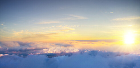 Wall Mural - beautiful sunrise cloudy sky from aerial view