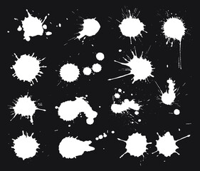 Sticker - Set of white ink splashes.