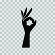 Hand gesture, everything is fine, fine, okay. Vector icon isolated on transparent background, black silhouette, minimal flat design, eps 10.
