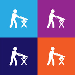 workmanship with a saw premium quality icon. Elements of constraction icon. Signs and symbols collection icon for websites, web design, mobile app