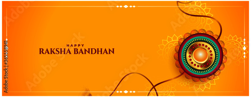 Fotografía raksha bandhan festival yellow banner traditional design