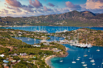 Sticker - A view of Nelson's Dockyard from the mountains of Antigua