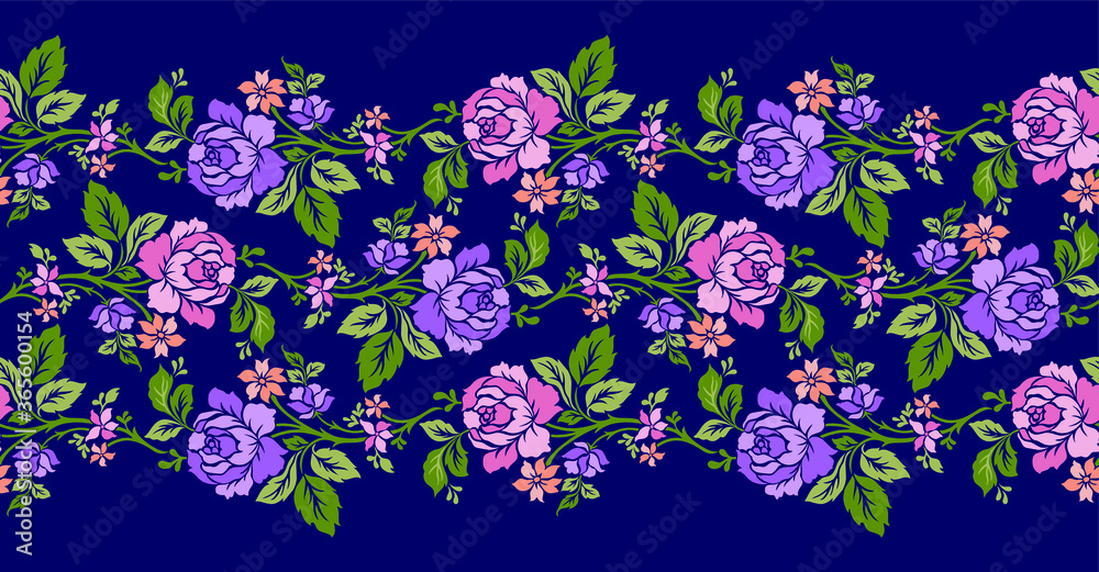 Seamless vector rose flower border design Stock Vector | Adobe Stock