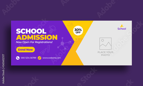 Fotografía Kids school education admission timeline cover layout and web banner template