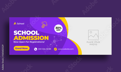 Fotomural Kids school education admission timeline cover layout and web banner template