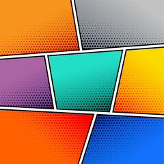 Poster - empty halftone comic book strip template page