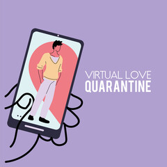 Canvas Print - couple in love on the smartphone screen in quarantine times