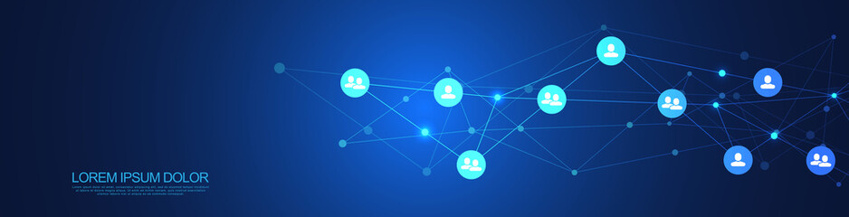 Vector illustration of connecting people and communication concept, social network.