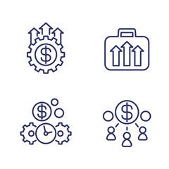 Wall Mural - capital, money, portfolio growth line icons