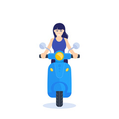 Wall Mural - Girl on scooter, vector illustration