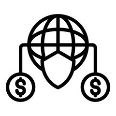 Poster - Global credit crisis icon. Outline global credit crisis vector icon for web design isolated on white background