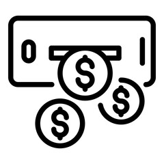 Poster - Economy credit coins icon. Outline economy credit coins vector icon for web design isolated on white background