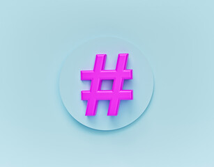 Poster - minimal popular hashtag icon, symbol. concept of social media post. 3d rendering