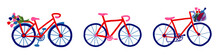 Bicycle In Manual Graphics. Retro Bike. Vector Illustration. Set