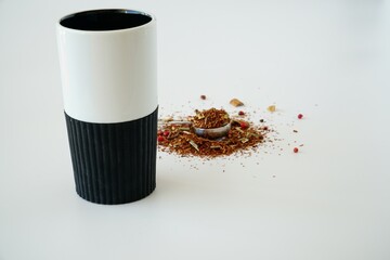 Canvas Print - Shallow focus shot of Rooibos tea isolated on a white background