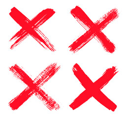 Sticker - Set of red cross symbol. Grunge x sign.