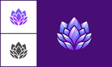 Beautiful Shiny Purple Gradient Flowers With 3D Effects For Logo
