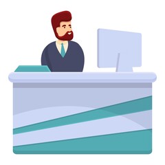 Poster - Serious bank teller icon. Cartoon of serious bank teller vector icon for web design isolated on white background