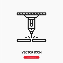 Poster - laser cutting icon vector. Linear style sign for mobile concept and web design. laser cutting symbol illustration. Pixel vector graphics - Vector.	