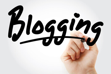Poster - Hand writing Blogging with marker, concept background