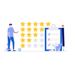 Poster - feedback or rating vector illustration concept with characters. customer review. modern vector illus