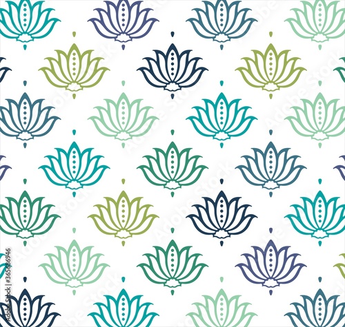 Cuadros en Lienzo Colorful water lilies, wedding card design, royal India