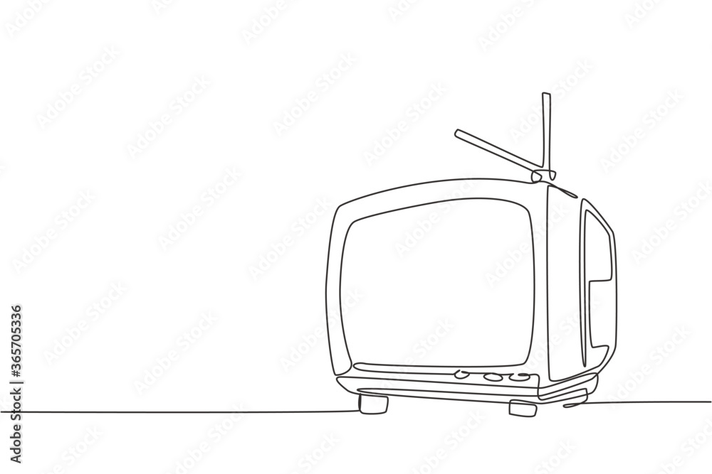 Vector de Stock Single continuous line drawing of retro old fashioned ...