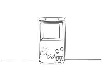 Fototapete - Single continuous line drawing of portable arcade video game watch. Vintage console game item concept one line graphic draw design vector illustration
