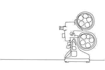 Poster - Single continuous line drawing of retro old classic video player. Vintage analog movie projector item concept one line draw design vector graphic illustration