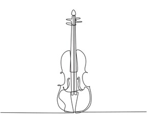 Poster - single continuous line drawing of violin on white background. trendy stringed music instruments conc