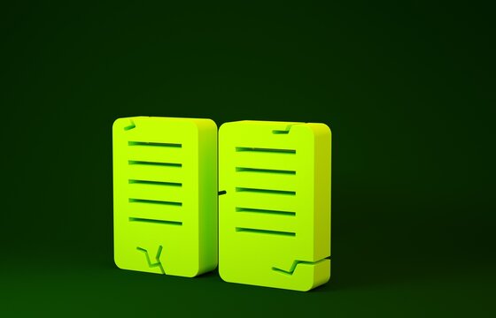 Yellow The commandments icon isolated on green background. Gods law concept. Minimalism concept. 3d illustration 3D render.