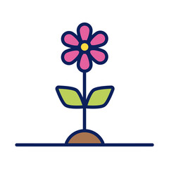 Poster - flower growth plant line and fill style icon