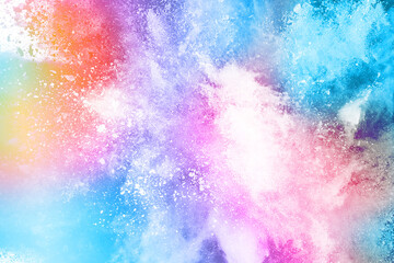 Wall Mural - abstract powder splatted background. colorful powder explosion on white background. colored cloud. c
