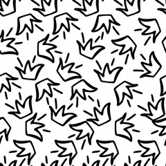 Vector seamless black and white decorative pattern of lined crowns