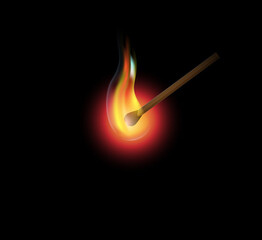 Poster - Realistic burning match vector graic.