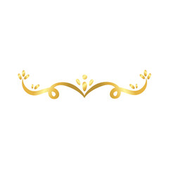 Wall Mural - elegant border frame with leafs decoration golden gradient style icon