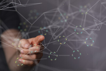 connection binary code interface digital touch