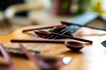 music notes made from wood. Hand made spoon