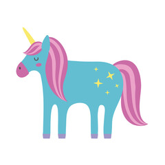 Canvas Print - cute unicorn with stars magic horse hand draw style icon