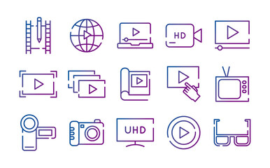 Poster - bundle of video content gradient style icon