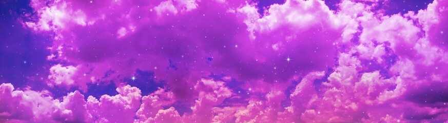 Wall Mural - panorama space of night sky with cloud and stars.