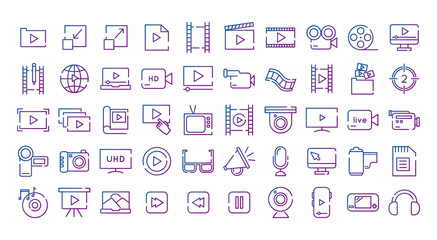 Canvas Print - bundle of video content gradient style icon