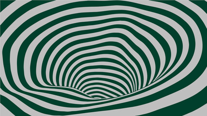Aufkleber - Green and white abstract wormhole. Optical illusion. Twisted vector illustration. 3D tunnel.